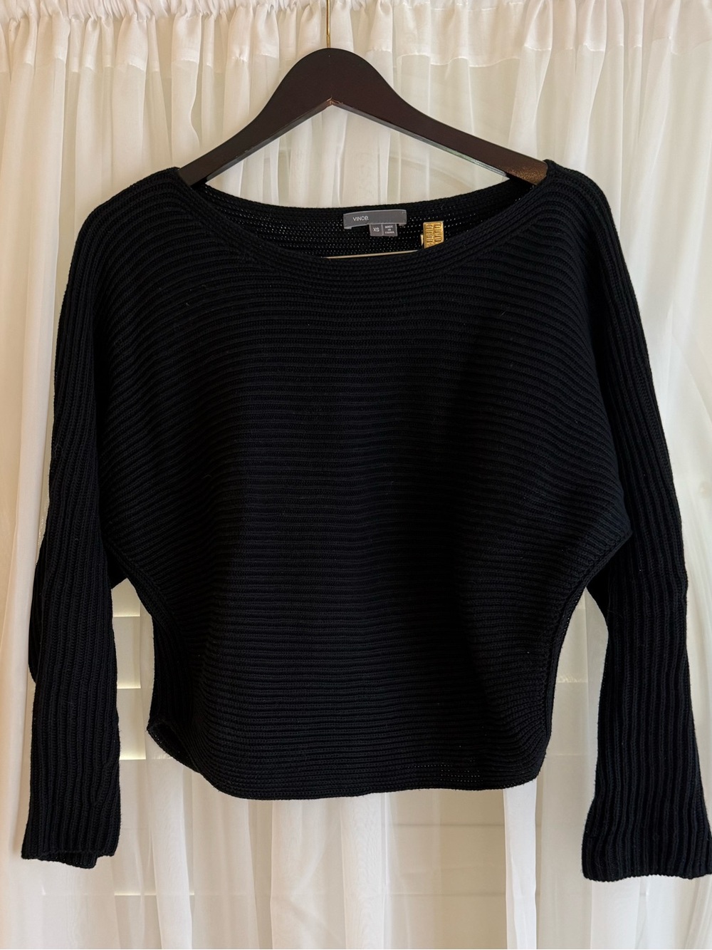 Vince Black Ribbed Knit Sweater